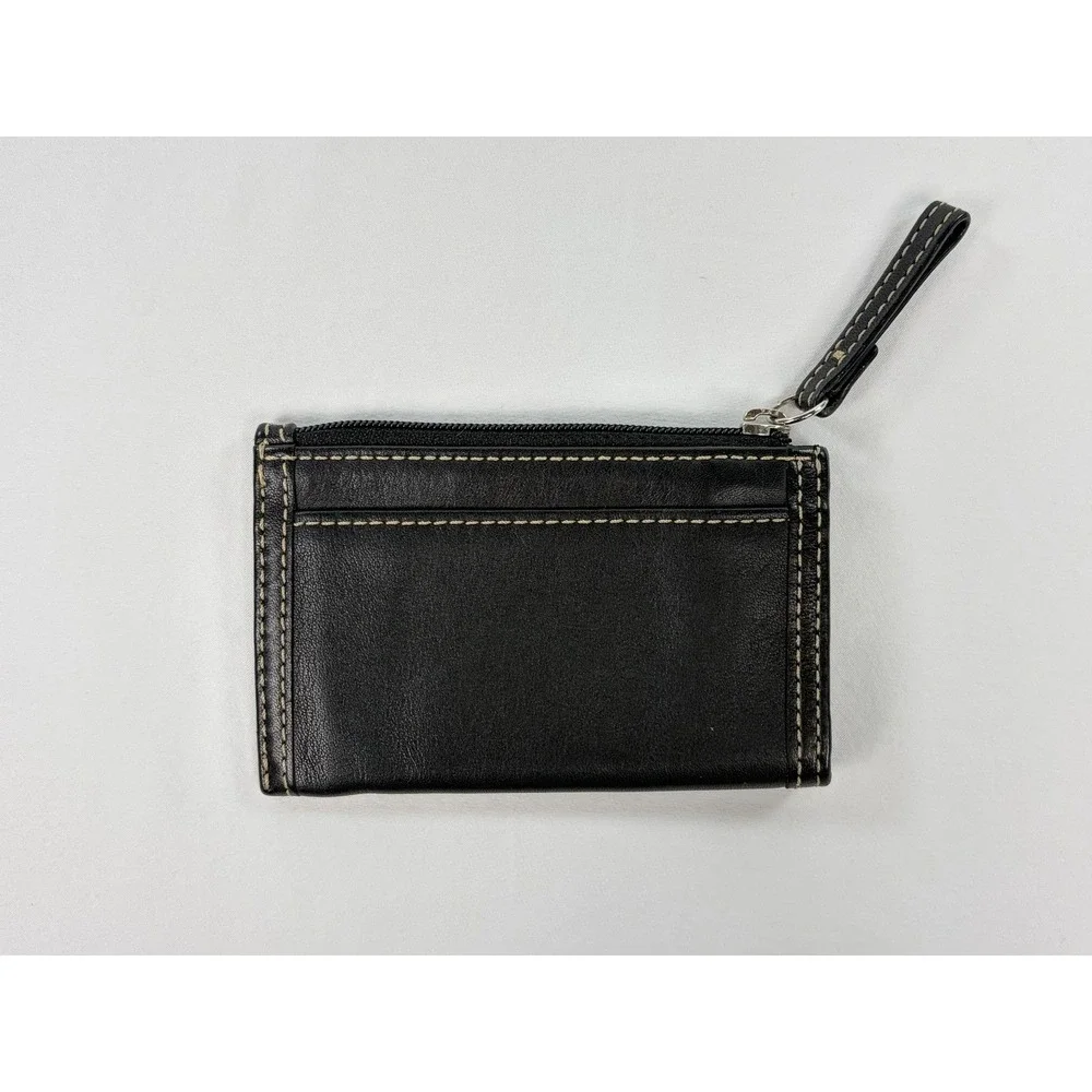 COACH Vintage Black Leather Mini Skinny ID Case Zip Wallet Card Holder Pouch